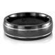 EDWARD MIRELL 7mm Grooved Black Titanium Ring
