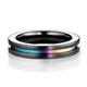 EDWARD MIRELL Black Titanium Ring with Rainbow Anodized Groove