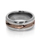 Tungsten Ring with 14kt Rose Gold & Shakudo Copper Mokume Gane Inlay by Heavy Stone Rings