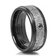 KAL-EL Zirconium & Meteorite Ring With Black Diamond by Lashbrook Designs