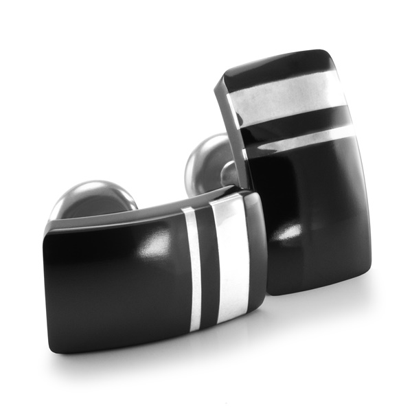 Black Titanium & Silver Cufflinks from the Wellington Collection by Edward Mirell