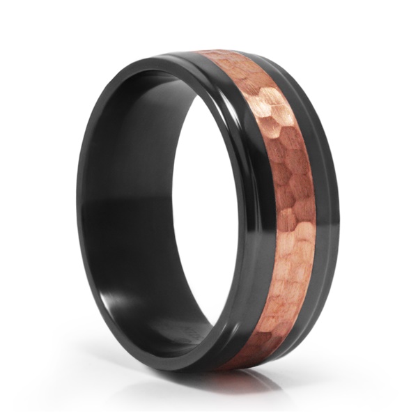 Black Zirconium Hammer Finish Copper Ring by J.R. YATES