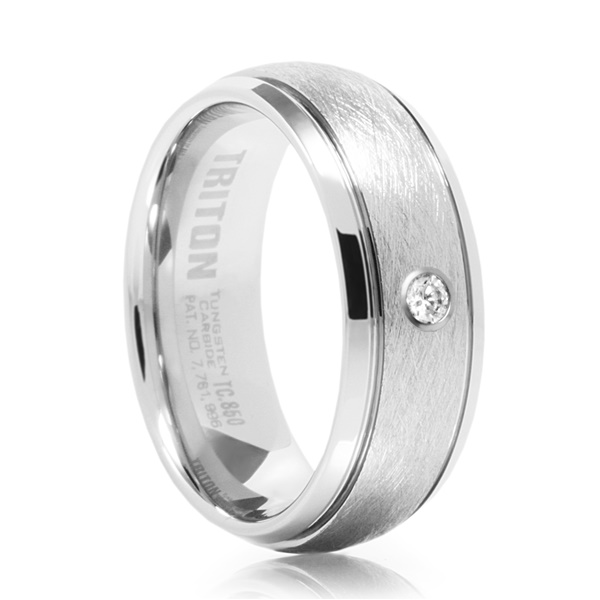 BALLAST White Tungsten & Diamond Wedding Band – Triton – Men’s Rings