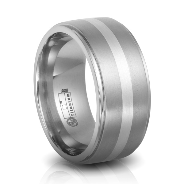 Titanium & Sterling Silver 10mm Band by Edward Mirell