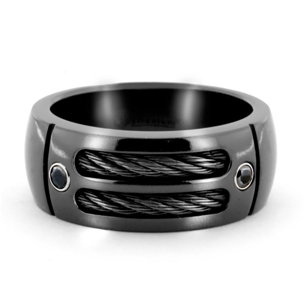 EM SPORT Ring - Black Titanium Cable & Black Spinel