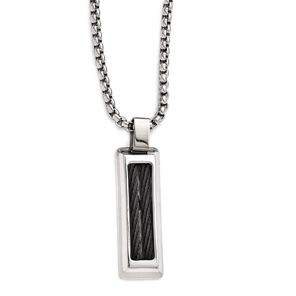 Edward Mirell Stainless Steel Necklace with Black Titanium Cables