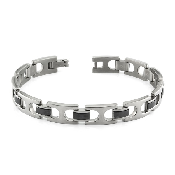 Titanium & Black Titanium Cuff Link Bracelet