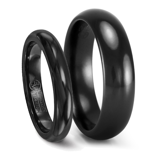 Thorsten Varen Lightweight Titanium 8 mm Titanium Rings for Men Black Titanium Polished Finish Men’s Domed Wedding Band Comfort Fit 
