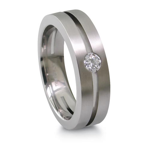 FB Jewels Solid Edward Mirell Titanium Brushed & Polished Beveled 6mm Wedding Band 