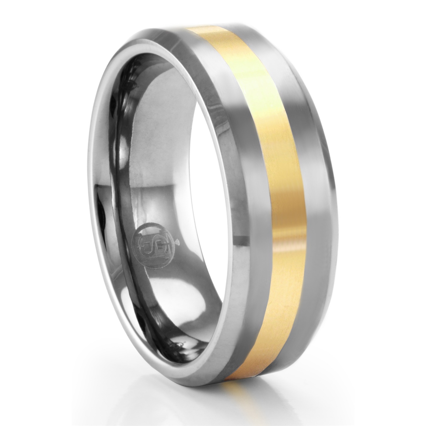 ODYSSEY Tungsten & 14K Gold Band – Heavy Stone Rings – Tungsten Rings