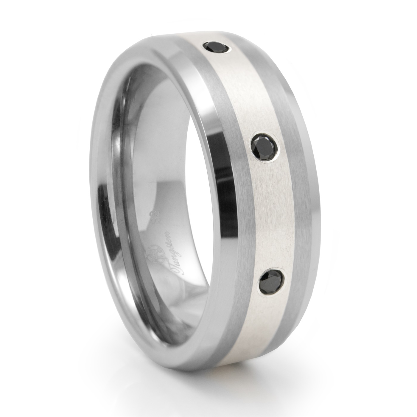 mens titanium wedding bands with black diamonds