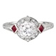 18kt White Gold, Diamond and Ruby Vintage Inspired Engagement Ring by Romance