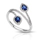 14K White Gold, Diamond and Pear Shaped Sapphire Ring