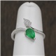 14k White Gold, Emerald & Diamond Bypass Ring