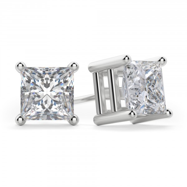 1 carat total weight Princess Cut Diamond Stud Earrings on sale
