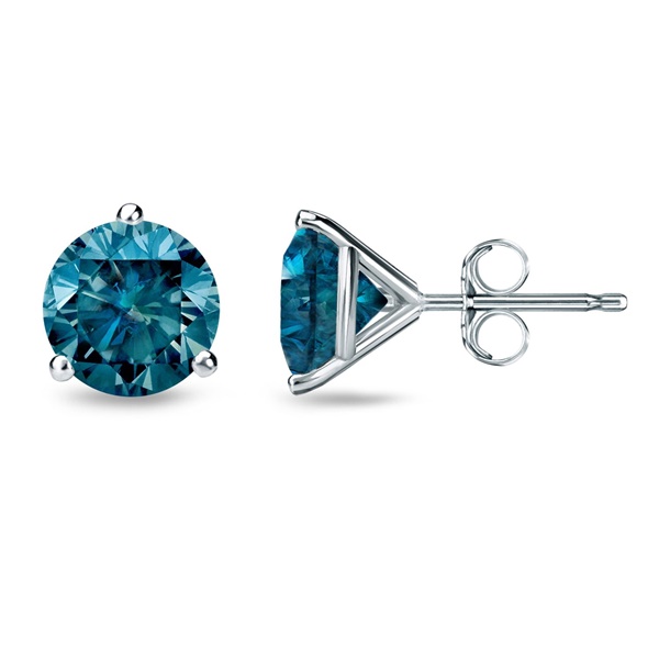 Fancy Blue Diamond Stud Earrings, Teal Blue, .37ctw (only $759)