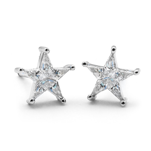 Diamond Star Earrings - Five Pointed Star Diamond Stud Earrings