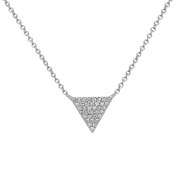 14K White Gold, Diamond Triangle Necklace by Bassali