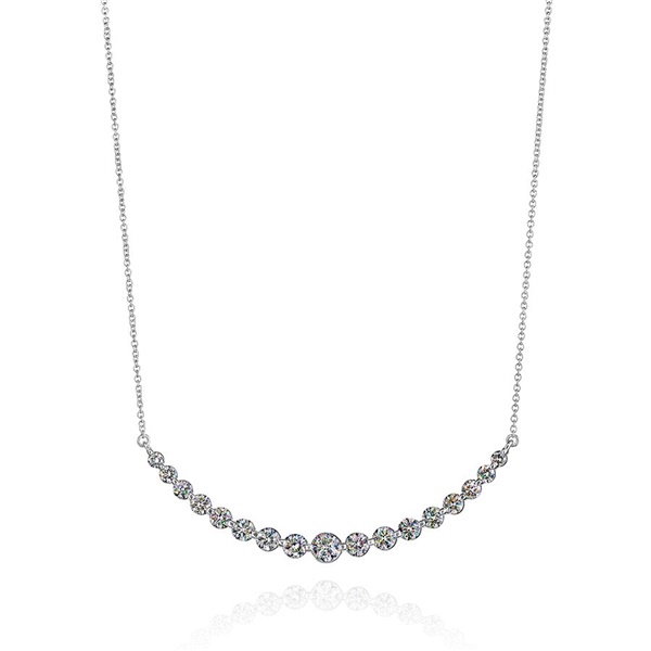 14k White Gold & Fire Polish Diamond Gradient Necklace