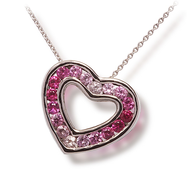 Ladies Pink Sapphire Heart Necklace - Recently Sold Treasures