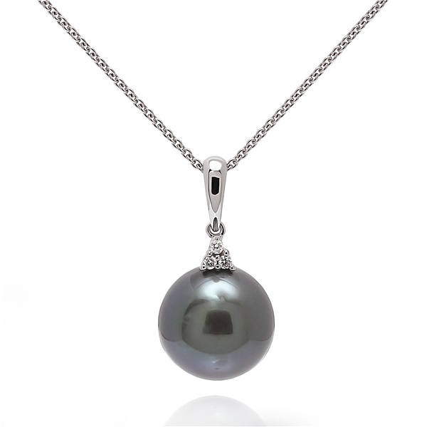 Black Tahitian Pearl & Diamond Necklace