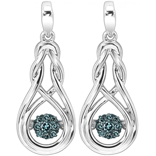 Rhythm Of Love Silver & Blue Diamond Earrings - Knot Design