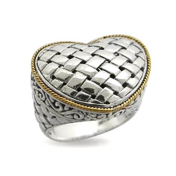 Samuel B Sterling Silver & 18k Gold Woven Heart Design Ring