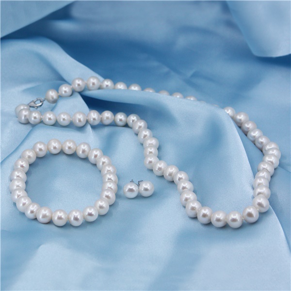 Three Piece Fresh Water Pearl Set, Earrings, Bracelet & Necklace Sterling Silver