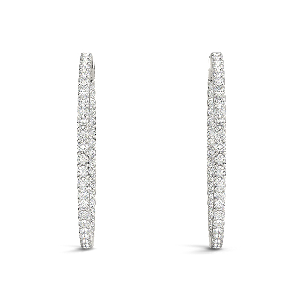 2 carat Diamond Inside Outside Hoop Earrings - White Gold Earrings with ...