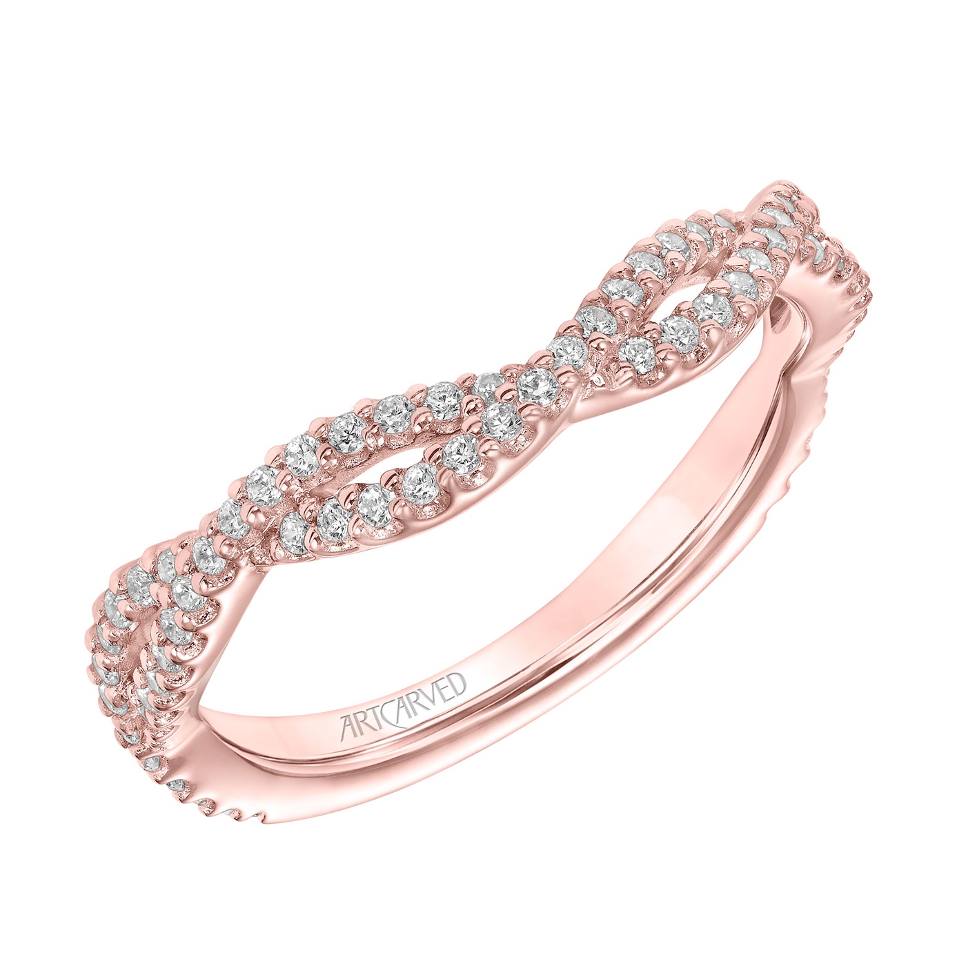 14kt Rose Gold Braided with Diamond Halo Engagement Ring by ArtCarved