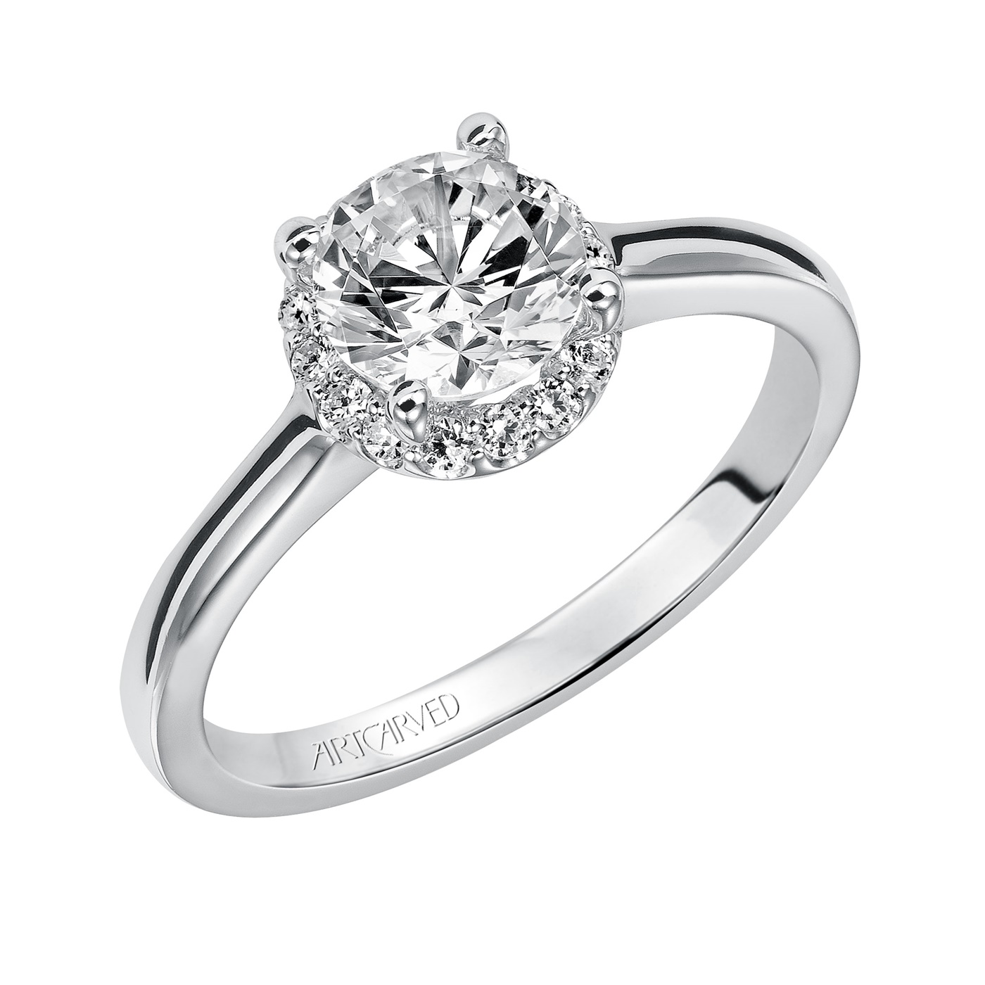 14kt White Gold and Diamond Halo Engagement Ring by ArtCarved