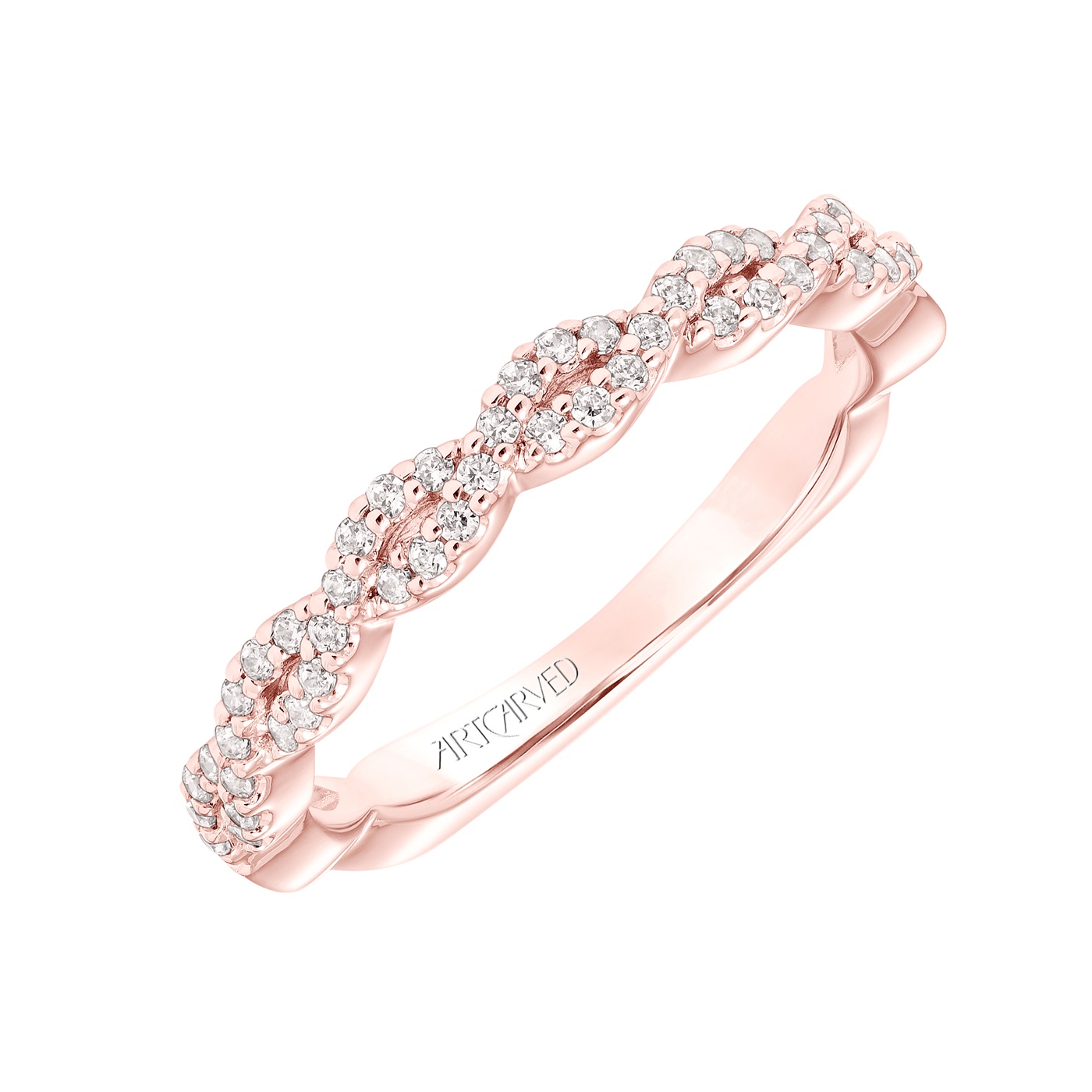 14kt Rose Gold and Diamond Braided Wedding Band by ArtCarved