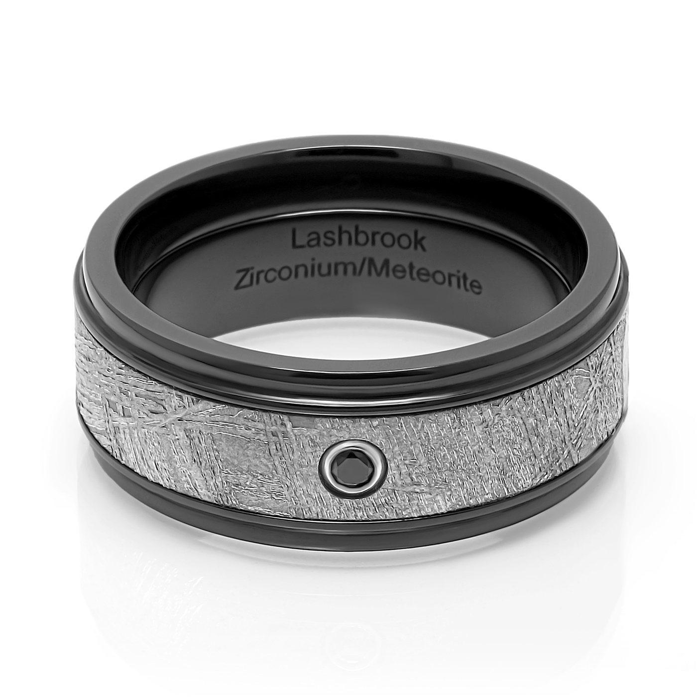 Meteorite Wedding, Zirconium and Black Diamond Wedding Band Lashbrook