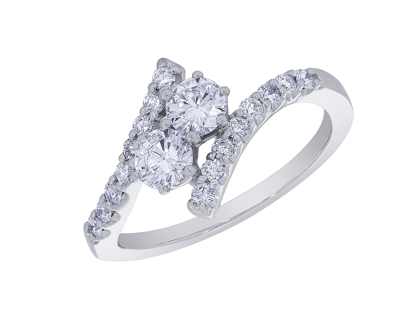 Two Stone Diamond Bypass Ring - Modesto 2 Stone Diamond Ring - Gorgeous!