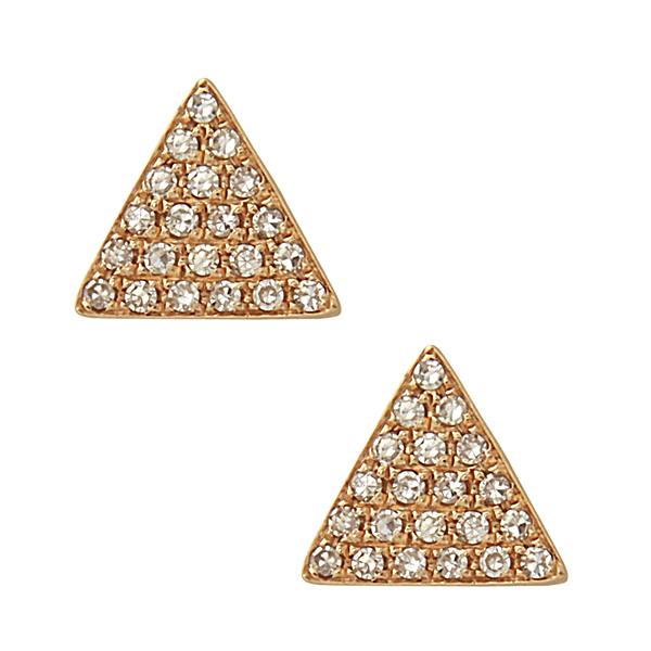 14K Yellow Gold & Diamond Pave Triangle Earrings by Bassali