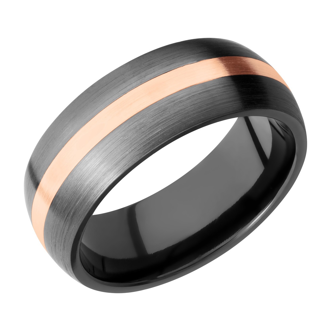 Zirconium and Rose Gold Wedding Band by Lashbrook Designs - Rings