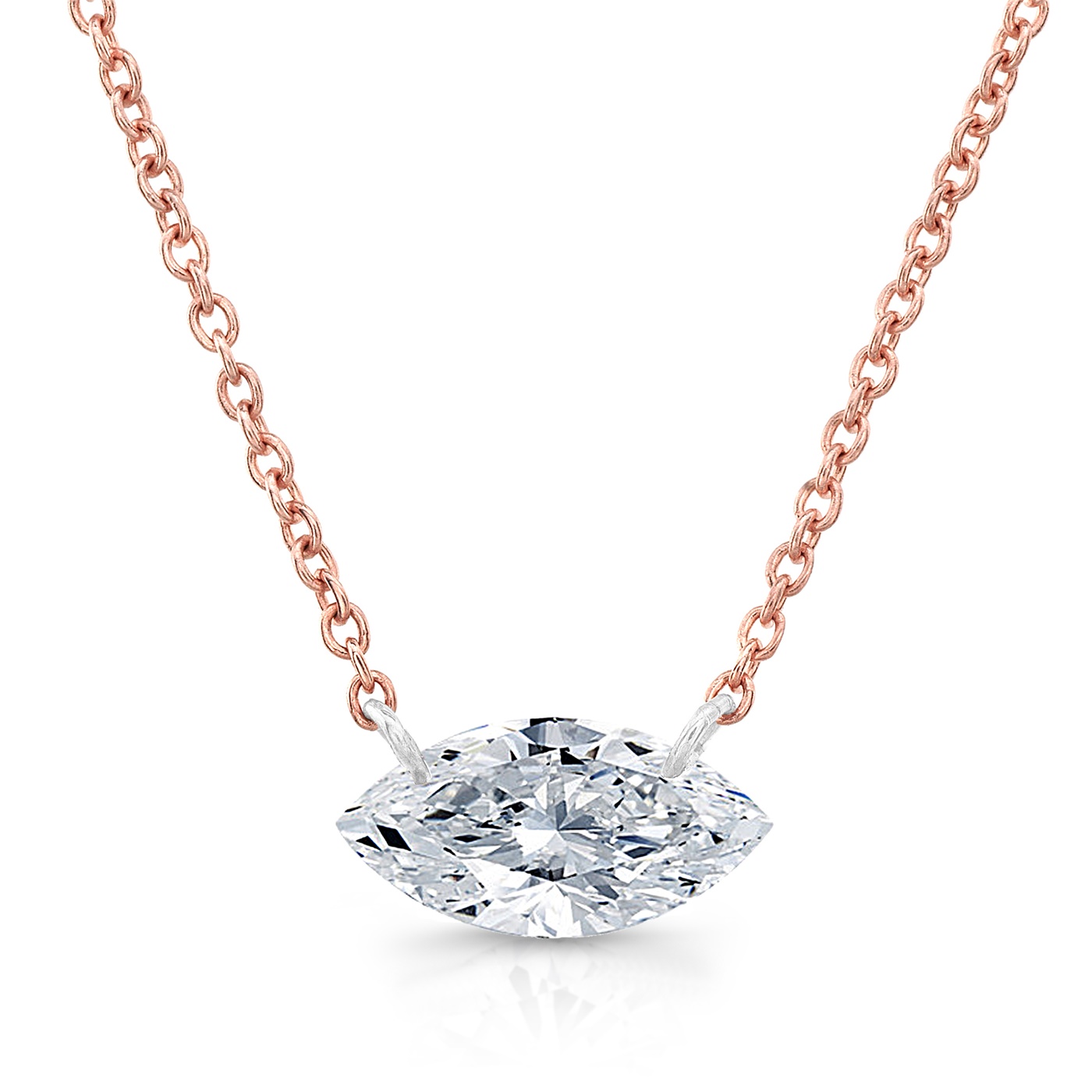 14k Gold, East to West Marquise Bare Diamond Necklace