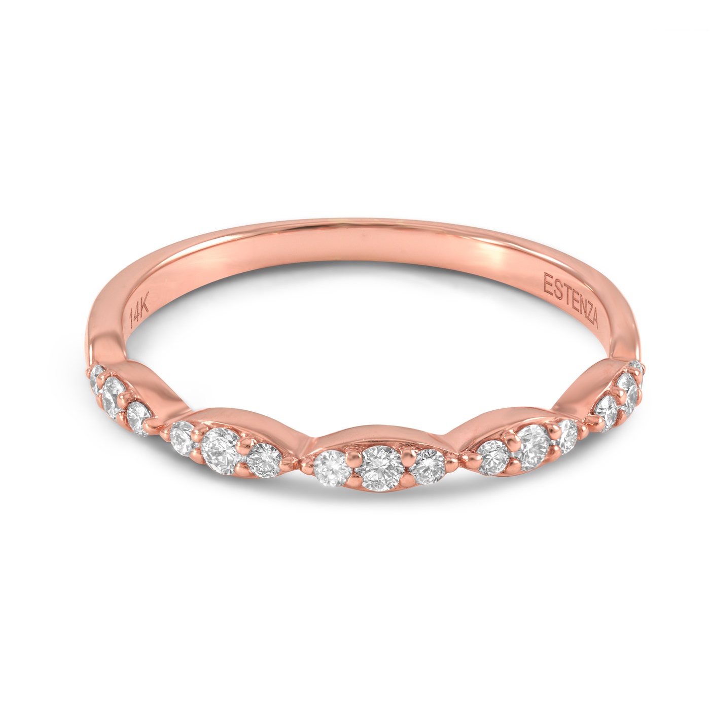 14k Rose Gold And Diamond Band By Estenza