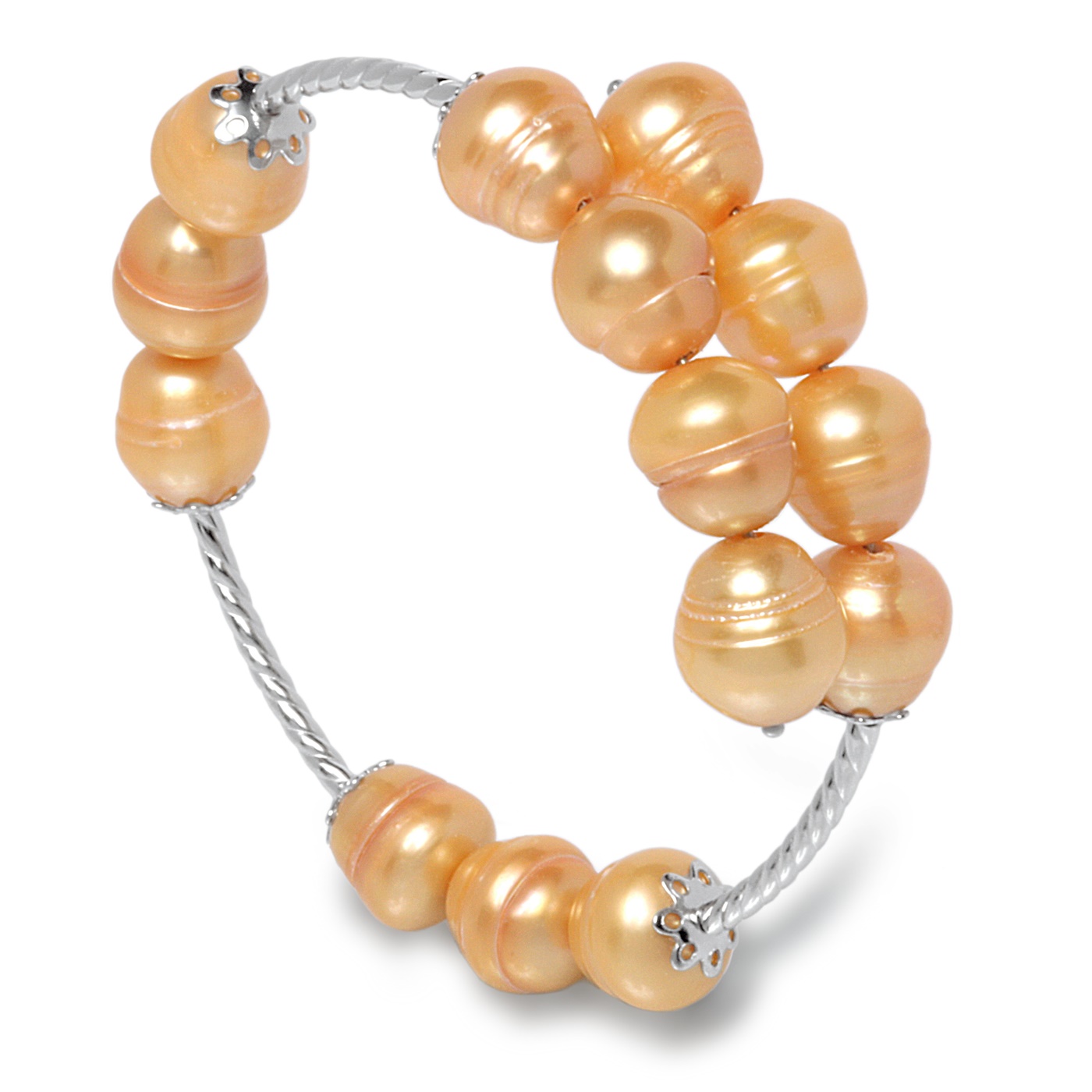 Ladies Sterling and Champagne Baroque Pearl Bracelet - Recently Sold