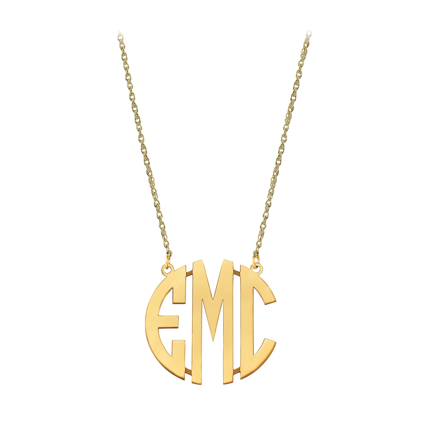 Small 10K Gold Block Letter Monogram Necklace - Necklaces