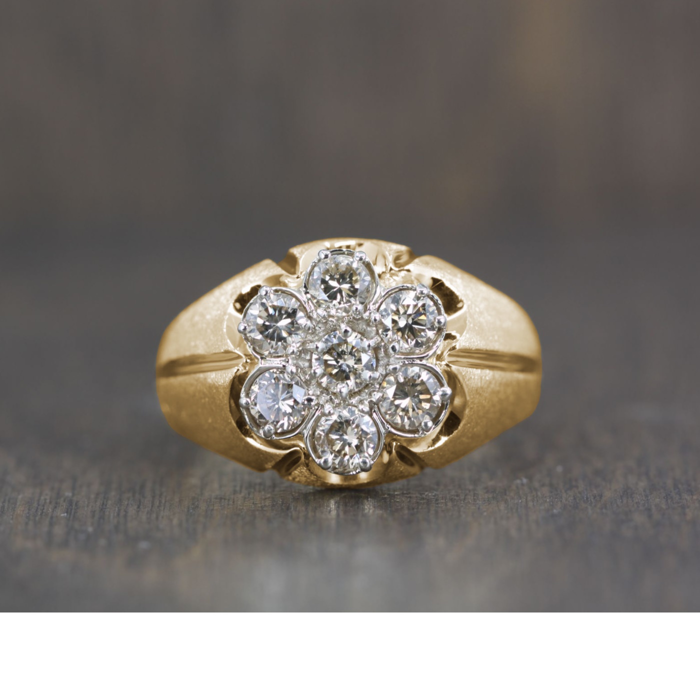Mens Estate Gypsy Style Diamond Cluster Ring, a whopping 2ctw (1985)