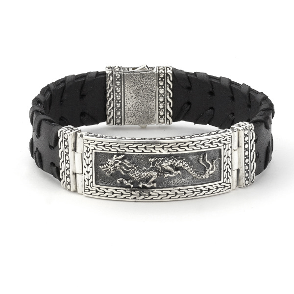 Sterling Silver Naga Dragon Bracelet by Samuel B. Mens Bad Ass Dragon