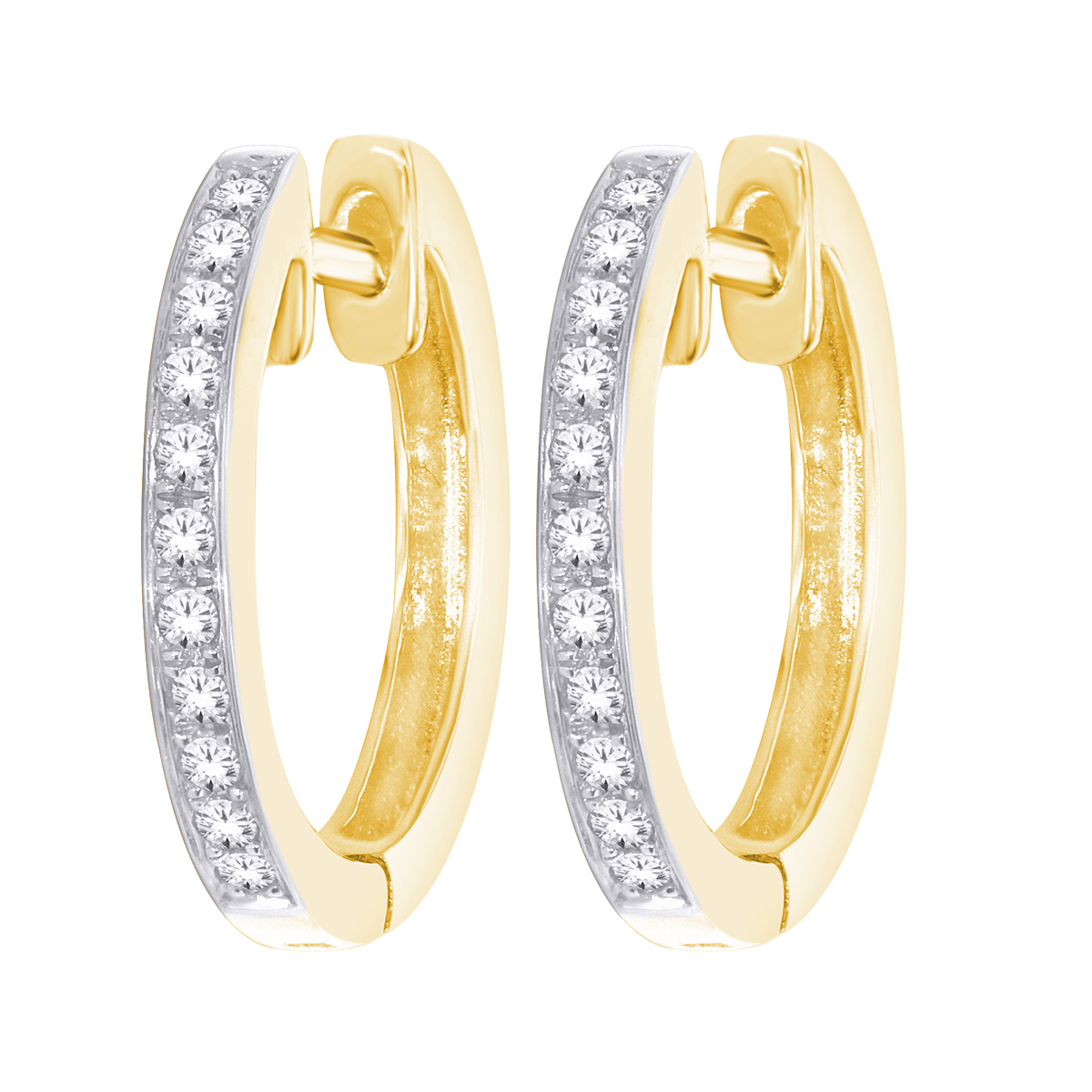 14k & Diamond Petite Diamond Gold Hoop Earrings