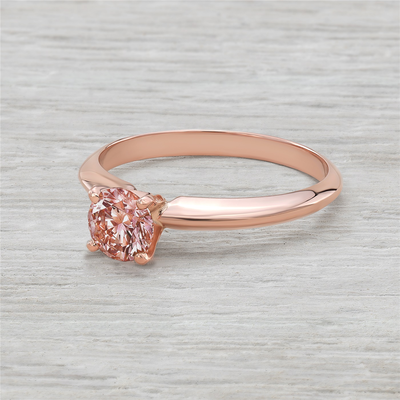 .54ct (half carat) Pink Diamond Solitaire Engagement Ring in 14K Rose Gold