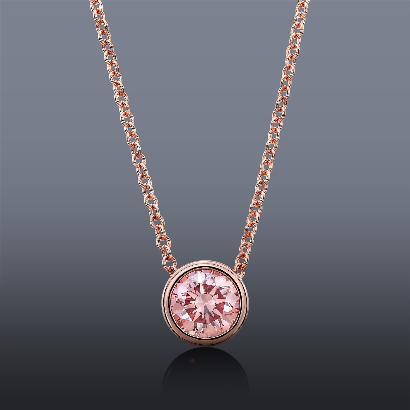 .55ct Fancy Pink Diamond Solitaire Necklace in 14K Rose Gold (stunning!)