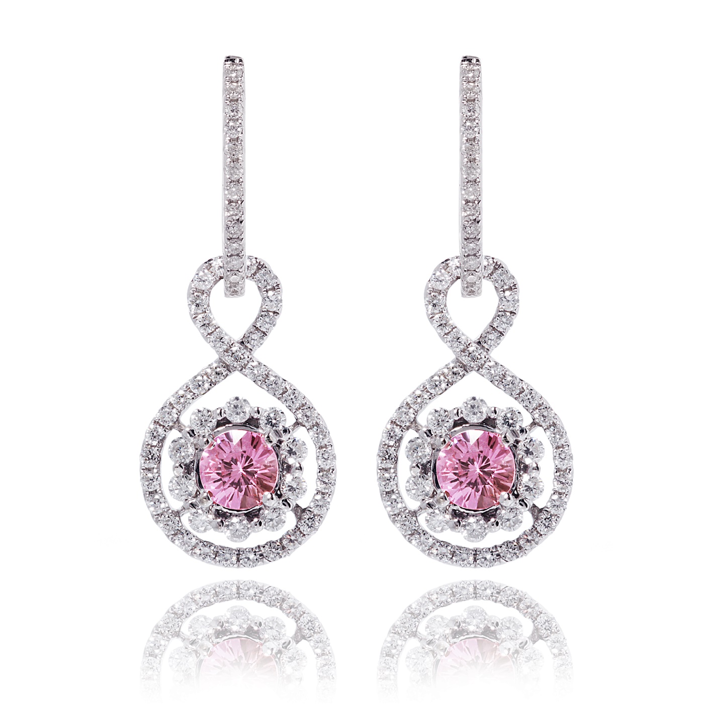 Pink Sapphire & Diamond Earrings