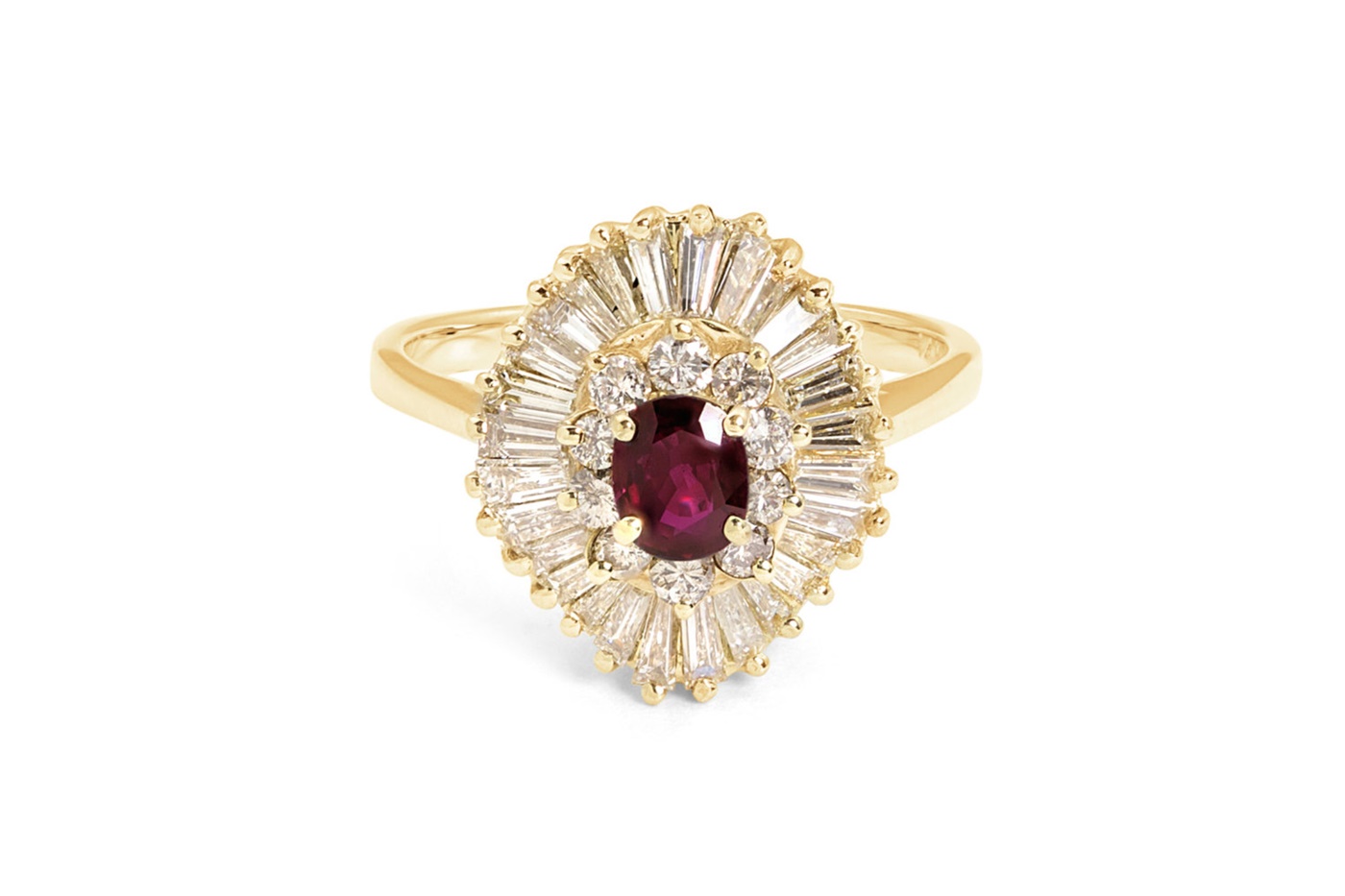 Estate 14K Gold, Genuine Ruby & Diamond Ballerina Ring, (save $1600