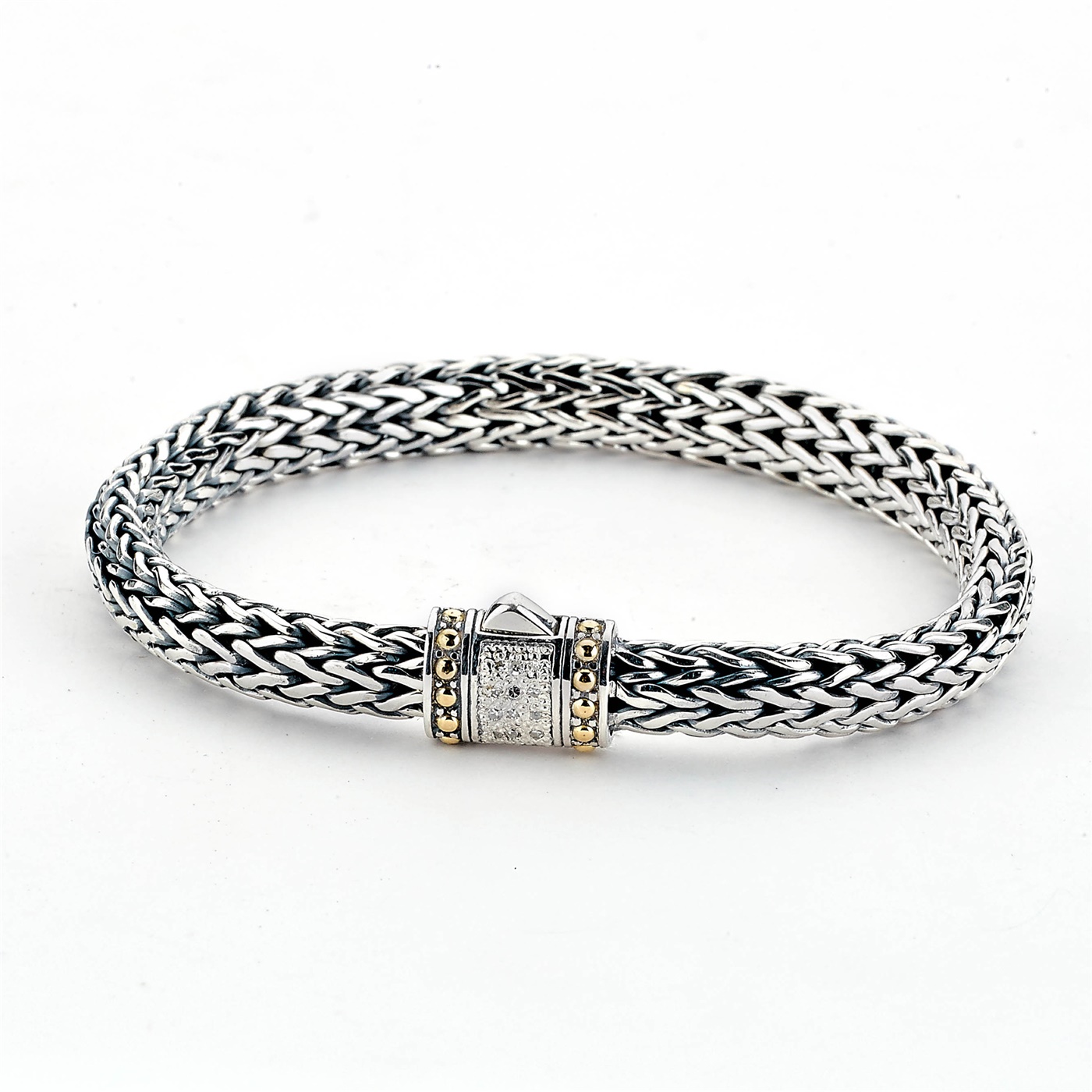 Samuel B. Sterling Silver Mens Link Diamond Bracelet - Tulang Naga Link ...