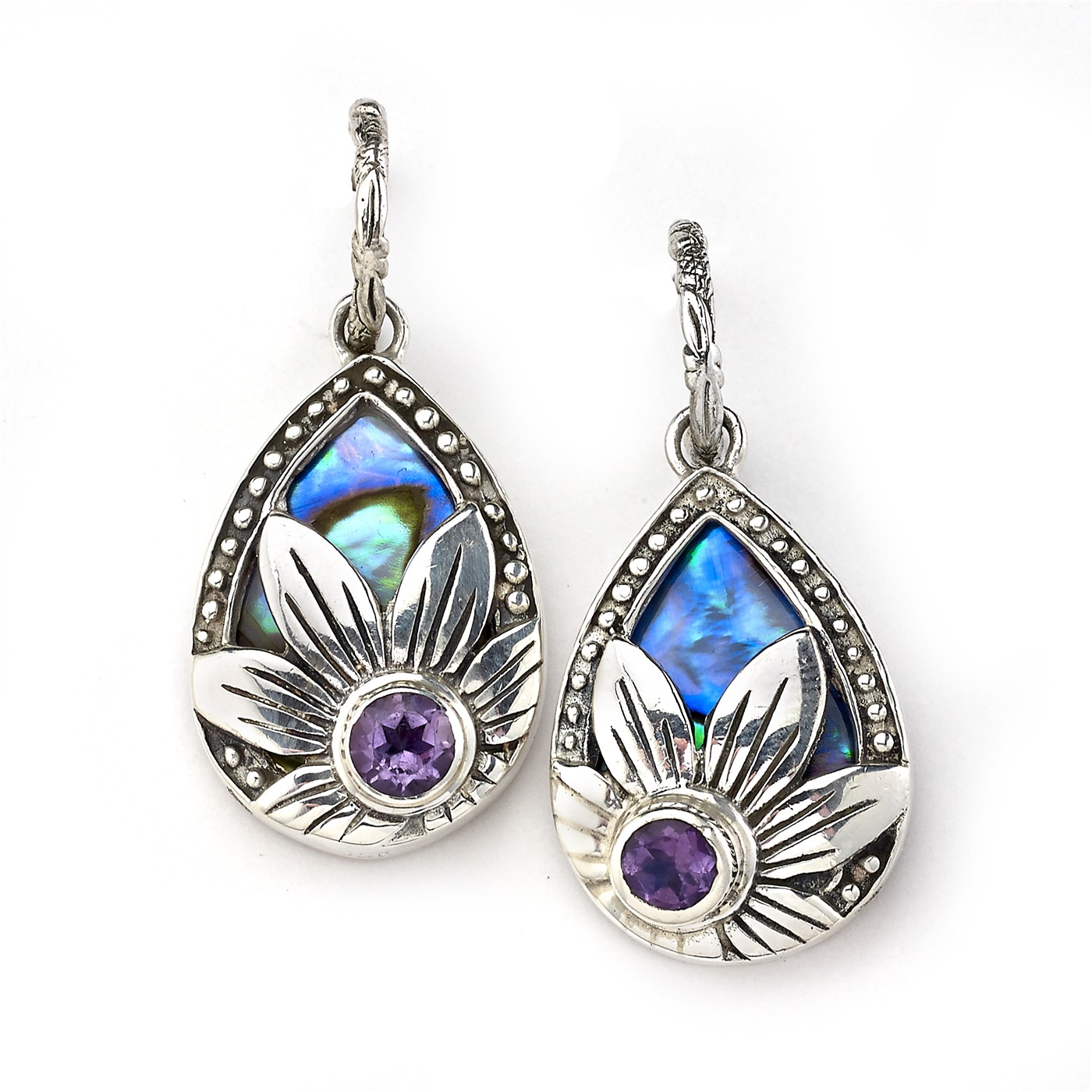 Amethyst Dangle Earrings Beutifull  Amethyst Silver Earrings Amethyst Jewellery Flower Earrings-Sterling Silver Earrings