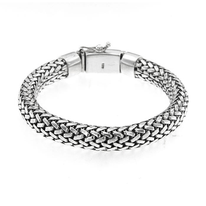 Samuel B Sterling Silver Imperial Basketweave Men's Bracelet